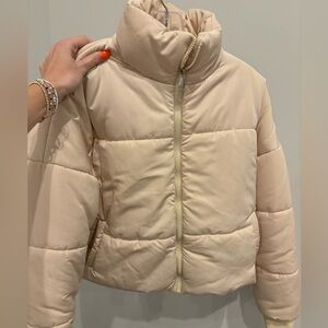Pink Lily Beige Puffer Jacket